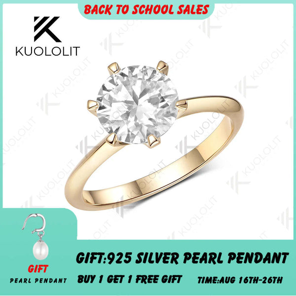 Kuololit 3CT IGI Lab Grown Diamonds Custom Ring for Women Solid 14K 10K Yellow Gold Ring for Anniversary Christmas Gifts Party