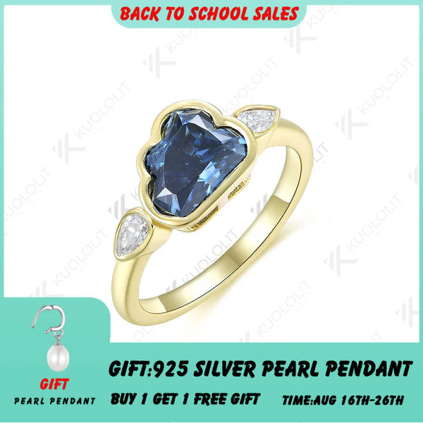 Kuololit 2 Karat blauer, trüber Moissanit-Verlobungsring für Damen, massiver 18K-, 14K- oder 10K-Goldring, klassisches Geschenk zum Jahrestag, zur Verlobung oder zu Weihnachten 