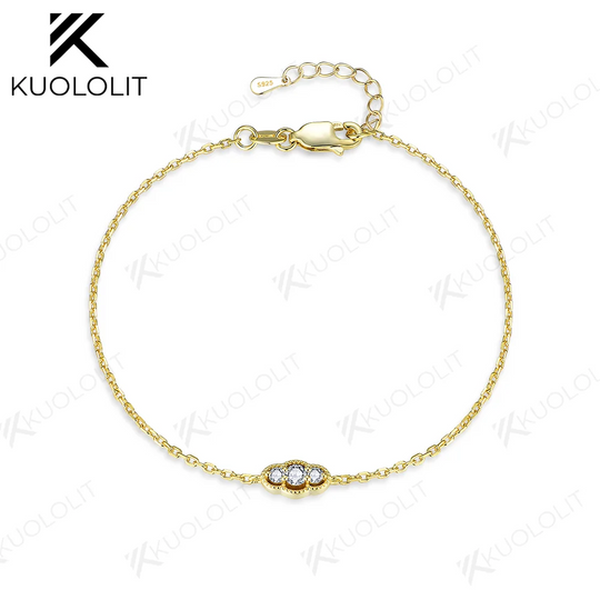 Bracelets Kuololit en diamants de laboratoire pour femmes et hommes, chaîne ajustable en argent 585, 18K et 10K, parfaits pour les fiançailles, les fêtes et Noël. Tendance 