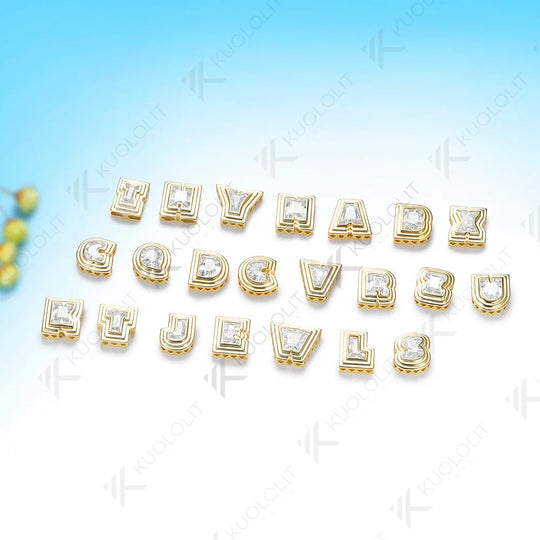 Kuololit A-Z Letter Moissanite Pendant Custom Set Necklace for Women 14K 10K Solid Gold Name Letter 26 Initial Alphabet for Gift