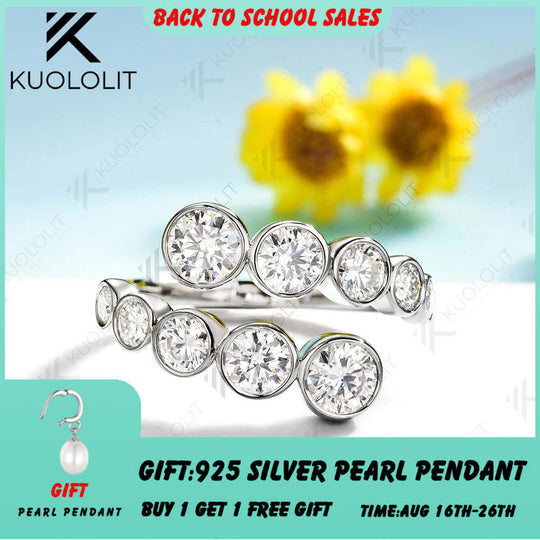 Kuololit 2.2CTW Moissanite Ring for Women Men Solid 14K 10K 585 White Gold Bezel Set Wedding Band for Anniversary Christmas Gift