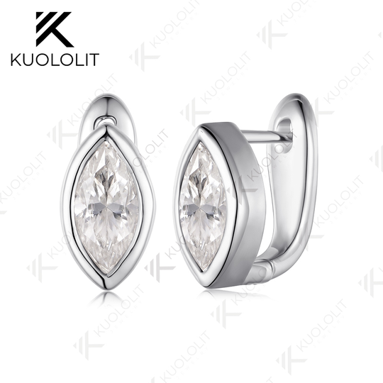 Kuololit 1CTW Lab Grown Diamonds Clip Earrings for Women Solid 14K 10K 585 Yellow Gold Hoop Earrings for Christmas Gift Luxury