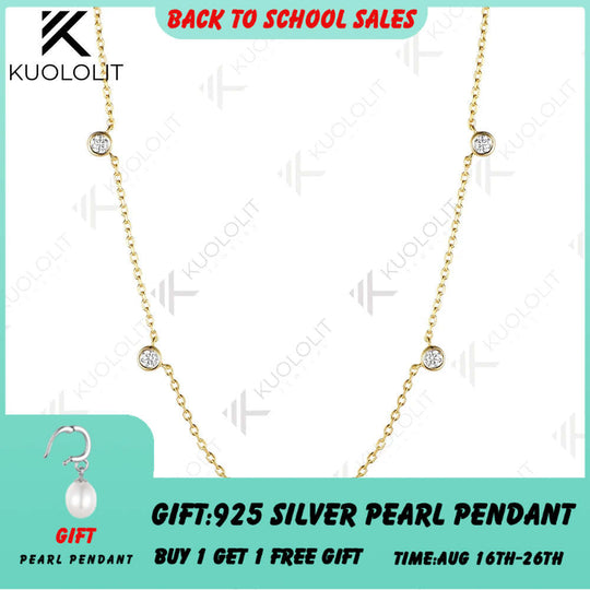 Kuololit 0.5CTW Lab Grown Diamonds Necklace for Women Men Solid 14K 10K 585 Yellow Gold Necklace for Christmas Gifts Party