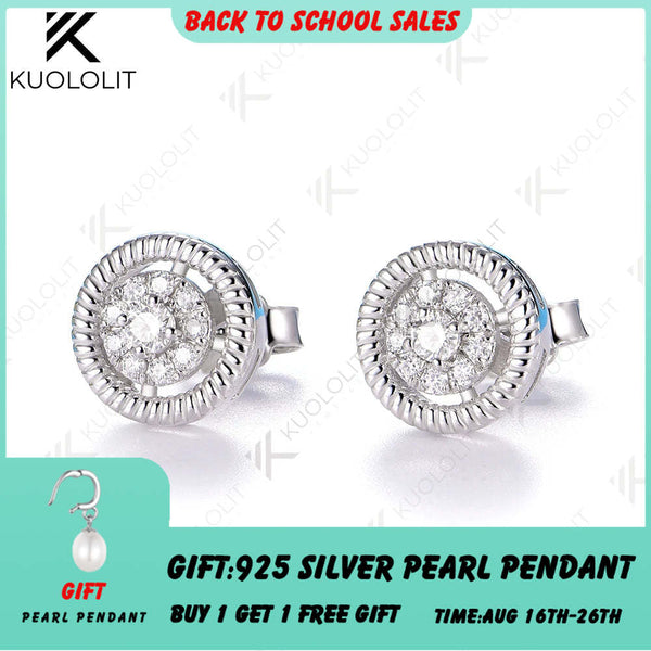 Kuololit 0.25CTW Lab Grown Diamonds Custom Stud Earrings for Women Solid 14K10K 585 Yellow Gold Stud Earrings for Christmas Gift