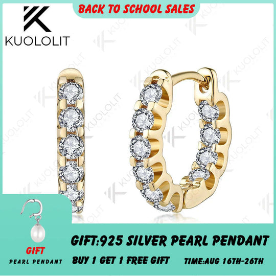 Kuololit Lab Grown Diamonds Hoop Earrings for Women 18K 14K 10K Solid Gold White Gold 925 Silver Clip Hoop for Christmas Classic