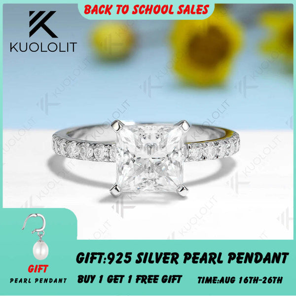 Kuololit 2-Karat-Moissanit-Verlobungsring für Damen, massives 18K, 14K, 10K, 585 Gelbgold, Prinzessschliff, perfektes Geschenk zu Weihnachten oder zum Jahrestag 
