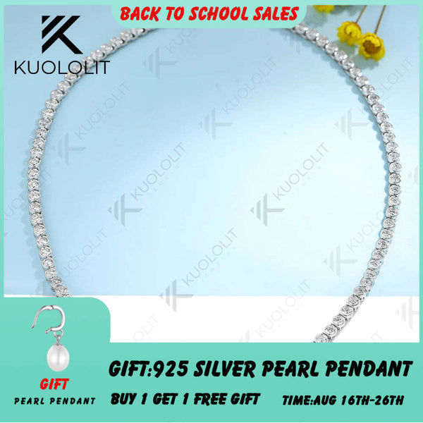 Kuololit 10.5 CTW Moissanite Tennis Necklace for Women Pure 18K 14K 10K Gold Necklace for Anniversary Engagement Christmas Gifts