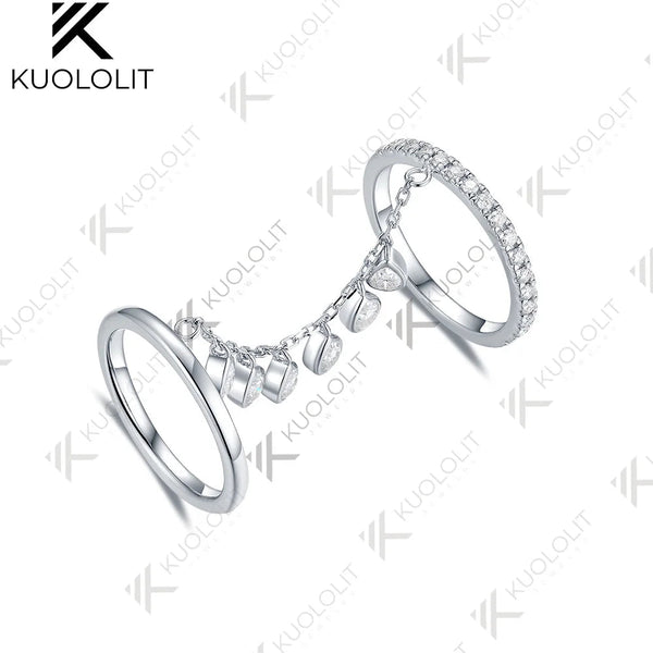 Kuololit 2,3 Karat Diamanten im Labor für Damen, massives 18K, 14K, 10K, 585 Weißgold, Verlobungsring, zwei Ringe, Geschenkidee zu Weihnachten oder Jahrestag