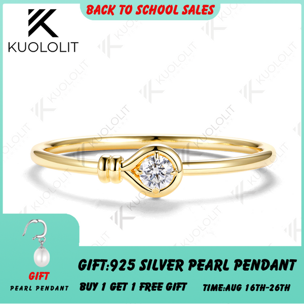 Kuololit 2CT Round Mossanite Bangle for Women Solid 10K 14K 585 Yellow Gold Bracelet for Engagement Trendy Christmas Gifts Party