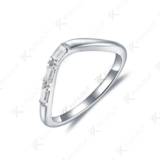 Kuololit 0,3 ct Moissanit-Ring im Smaragdschliff für Damen, massiver 18K/14K Weißgold-Ehering für Jahrestag und Weihnachten 