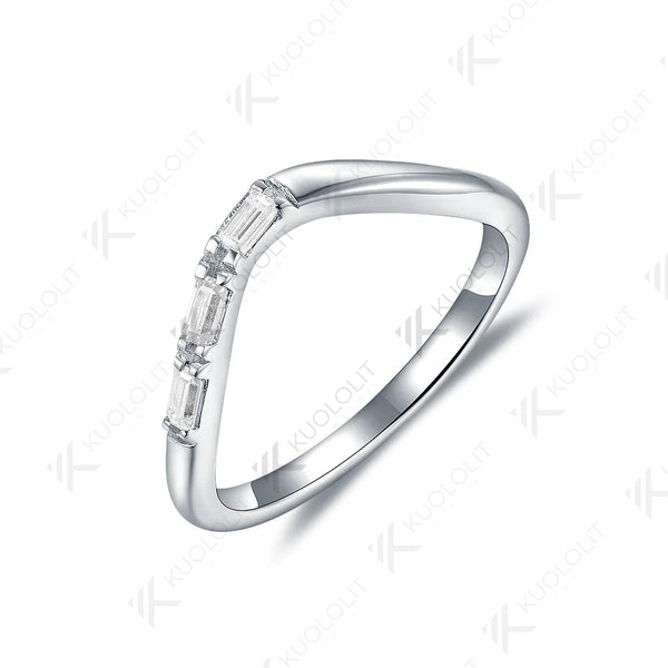 Kuololit 0,3 ct Moissanit-Ring im Smaragdschliff für Damen, massiver 18K/14K Weißgold-Ehering für Jahrestag und Weihnachten 