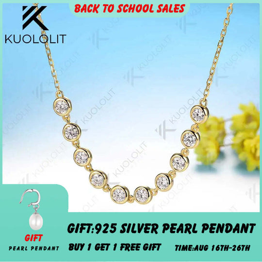 Kuololit Moissanit-Halskette (1 Karat) für Damen und Herren, massives 585er, 14-karätiges oder 10-karätiges Gelbgold, runde Fassung, ideales Geschenk zum Jahrestag oder zu Weihnachten 