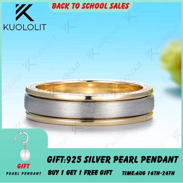 Kuololit 0.4CTW Lab Grown Diamonds Ring for Women Men Solid 14K 10K 585 Yellow Gold Wedding 5mm Band for Christmas Gifts Party