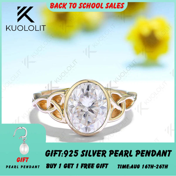 Kuololit 2-Karat-Moissanit-Ring für Damen, massives 14K/10K/585 Gelbgold, ovaler Moissanit-Verlobungsring für Weihnachten und Jahrestag 