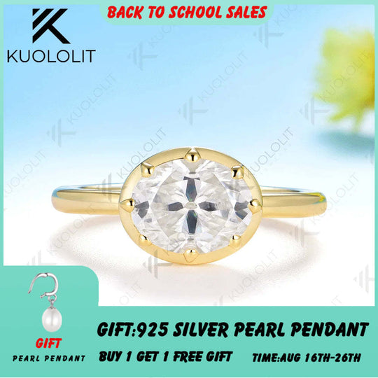 Kuololit 2CT OMC Moissanite Ring for Women Solid 14K 10K 585 Yellow Gold Engagement Ring for Christmas Gifts Party Engagement