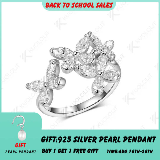 Kuololit 3CTW Moissanit-Schmetterlingsring für Damen, massiver Ring aus 10K/14K Gelbgold, ideal als Verlobungs- oder Weihnachtsgeschenk 