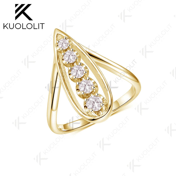 Kuololit 0.45CTW Lab Grown Diamonds Custom Ring for Women Men Solid 14K 10K 585 Yellow Gold Engagement Ring for Christmas Gifts