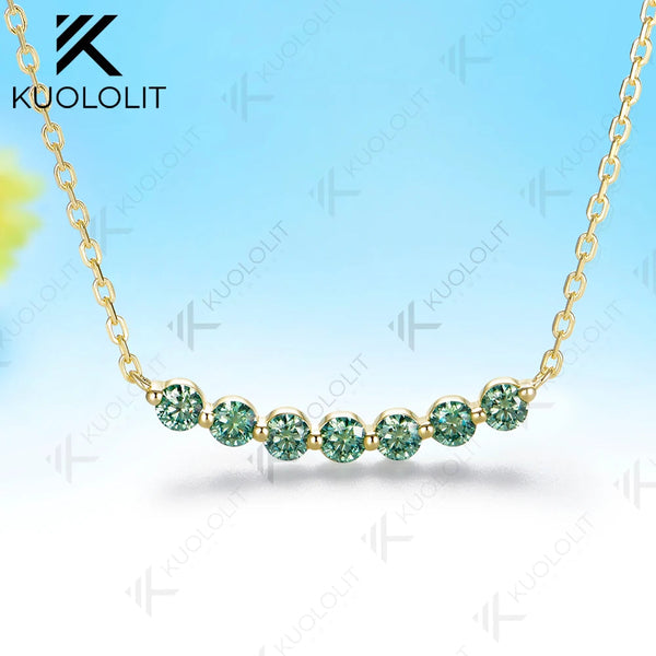 Kuololit 0.7CTW Cyan Moissanite Custom Necklace for Women Men Solid Gold 14K 10K Gold 925 Silver for Engagement Christmas Gifts