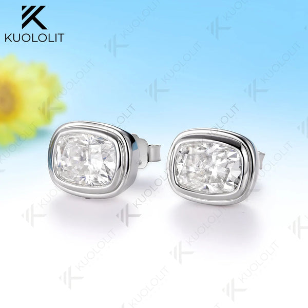 Kuololit 3CTW Moissanite Custom Stud Earrings for Women Solid 14K 10K 585 Yellow Gold Stud Earrings for Christmas Gifts Party