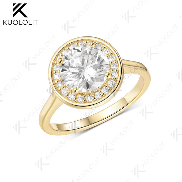 Kuololit 2CT IGI Lab Grown Diamonds Ring for Women D VS1 for Women Solid 14k 10K 585 White Gold for Engagement Christmas Gifts