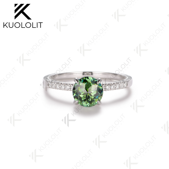 Kuololit 2CT jubilee Cyan Champagne Moissanite Engagement Ring for Women Solid 925 White Gold for Valentine's Day Gifts Party