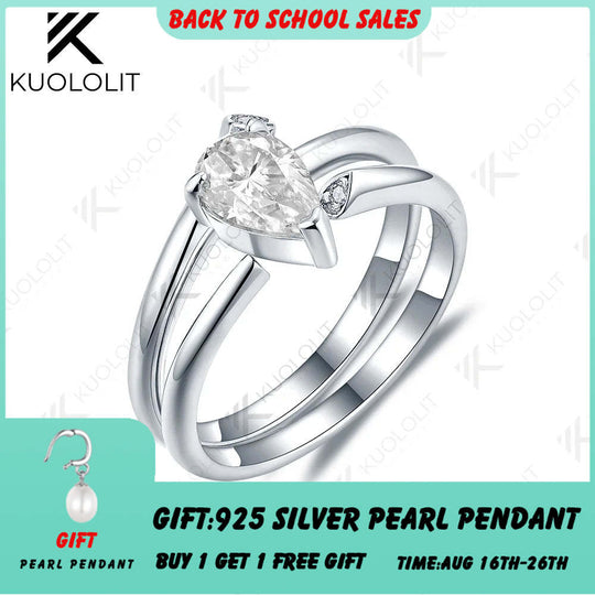 Kuololit 1CT Labor-Diamanten-Ring für Damen, massives 18K 14K 10K 585 Weißgold-Set, Verlobungsring, Weihnachtsring, Jahrestagsring 