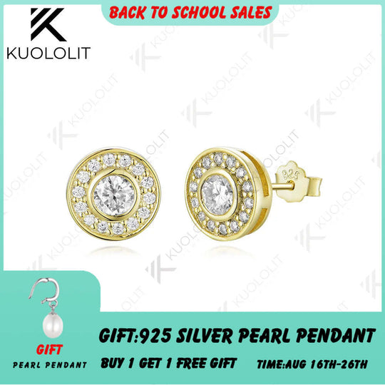 Kuololit 0,94 Karat Labor-Diamanten Ohrstecker für Damen, massives 14K 10K 585 Gelbgold, Diamantohrringe für Weihnachten, klassisch 
