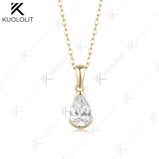 Kuololit 1.5ct IGI Lab Grown Diamonds Custom Necklace for Women Solid 585 14K 10K White Gold Necklace for Christmas Gifts Party