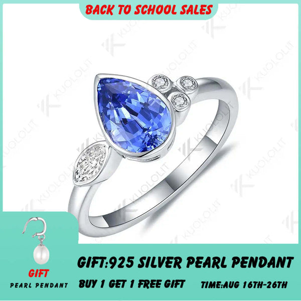 Kuololit Ring mit 1,6 Karat im Labor gezüchtetem blauem Saphir und Moissanit für Damen, massives 18K, 14K, 10K oder 585 Gelbgold, ideales Weihnachtsgeschenk 
