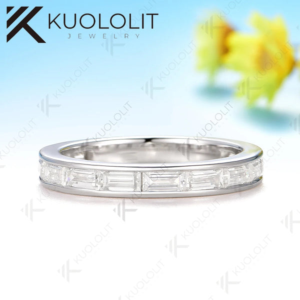 Kuololit 2.4CTW Moissanite Wedding Band Ring for Women Solid 14K 10K 585 White Gold Wedding Band for Christmas Gift Party Engagement Classic