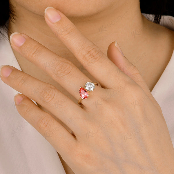 Kuololit 2.5CTW Lab Pink Sapphire Moissanite Custom Ring for Women Men Solid 14K 10K 925 Silver White Gold for Christmas Gifts