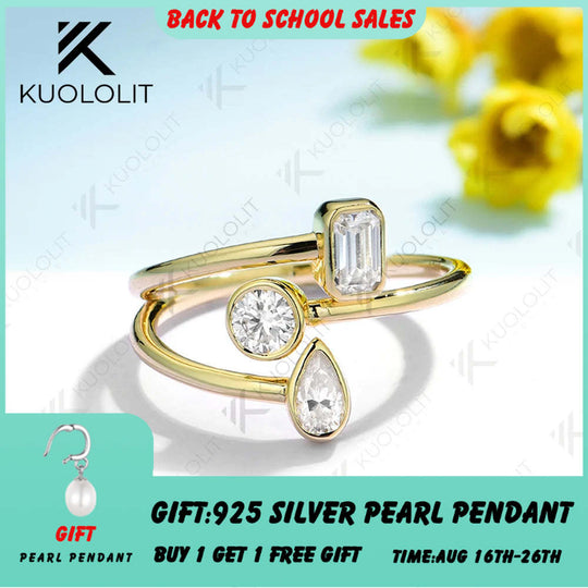 Kuololit 1,05 Karat Moissanit-Verlobungsring für Damen, massives 18K, 14K, 10K, 585 Gelbgold, Smaragd-Ehering – ideales Weihnachtsgeschenk 