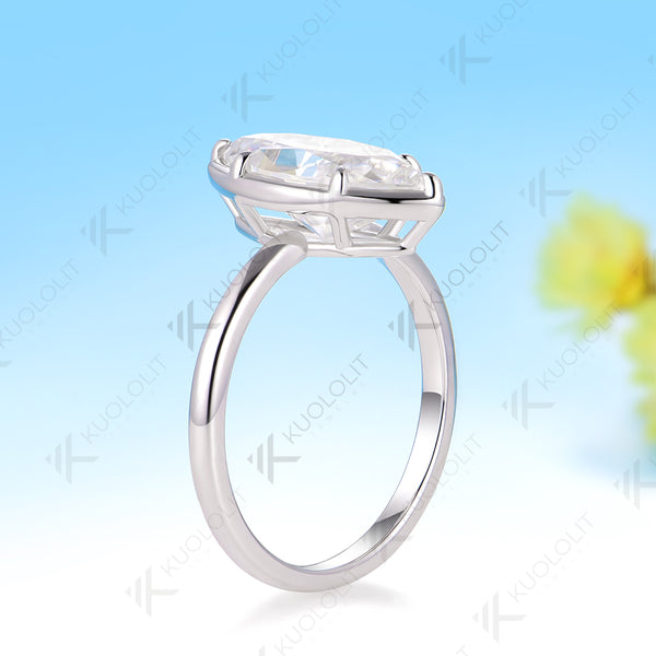 Kuololit 3ct Marquise Cyan Moissanite Ring for Women Solid 10K 14K Yellow Gold Engagement Ring for Christmas Gifts Engagement