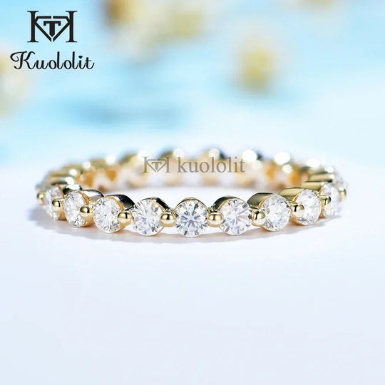 Bague Kuololit 585 en or blanc 14K et 10K, sertie d'une moissanite solitaire ronde de 2,5 mm, pour femme, alliance complète, idéale pour les fiançailles. Neuve. 