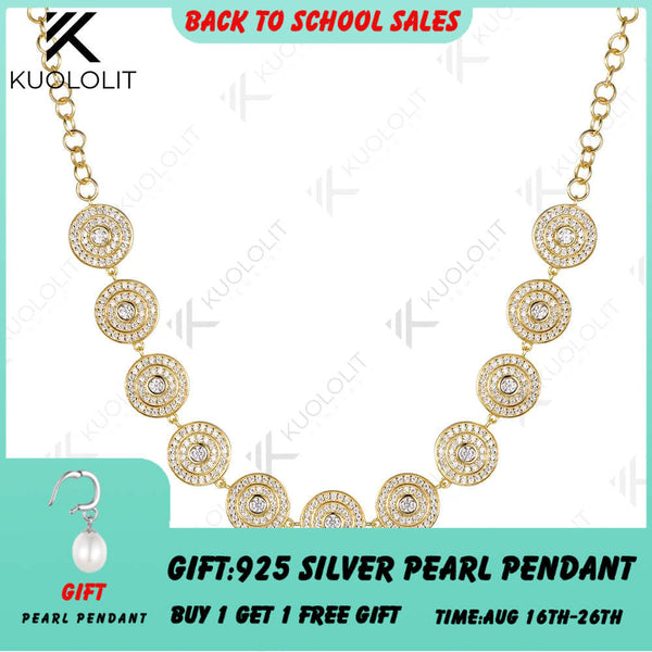 Kuololit 2.8CTW Lab Diamonds Custom Necklace for Women Solid 585 14K 10K Yellow Gold Necklace for Christmas Gifts Party Jewelry