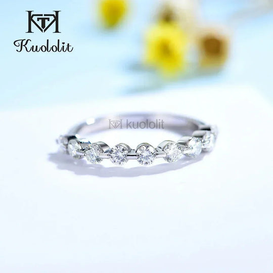 Kuololit 0.54CT Lab Diamonds Solid 18K 14K White Gold Bubble Ring for Women DEF VS Diamonds Matching Band for Engagement  Fine
