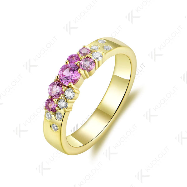 Kuololit PT900 0,7 Karat Labor-Saphir-Ring für Damen, massives 900er Platin-Gold, ideal als Verlobungs- oder Ehering oder Weihnachtsgeschenk. 