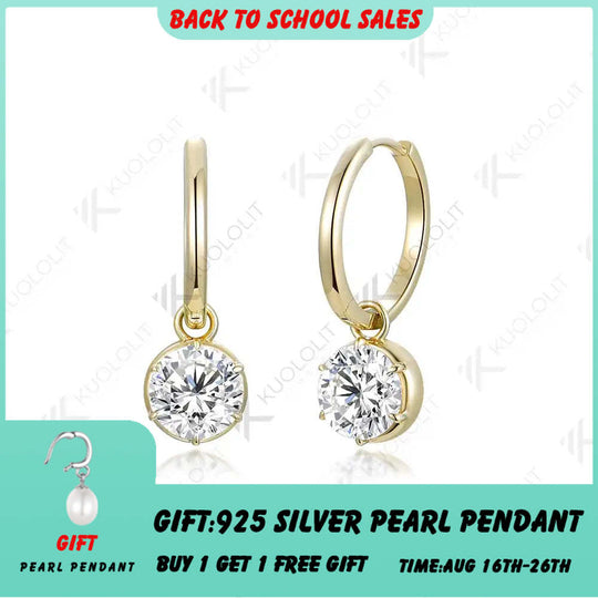 Kuololit Moissanit-Creolen (2,4 Karat) für Damen, massives 18K, 14K, 10K, 585 Gelbgold, Clip-Ohrringe – ideales Weihnachtsgeschenk 