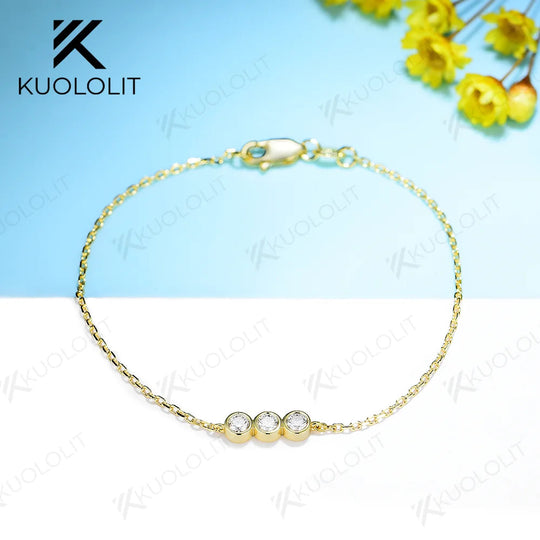 Bracelets Kuololit en moissanite pour femmes et hommes, en or 585, 18 carats et 10 carats, avec chaînes ajustables. Idéal pour des fiançailles, une fête ou comme cadeau de Noël. 