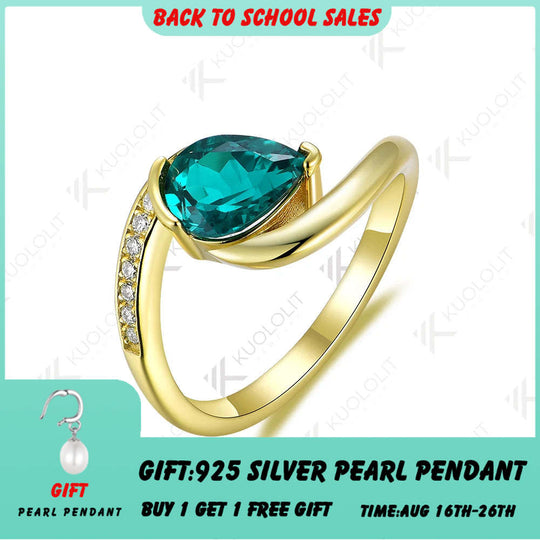 Kuololit 1,25 Karat Labor-Diamant-Emrald-Ring für Damen, massives 18K, 14K, 10K, 585 Gelbgold, Diamant-Verlobungsring für Partys 