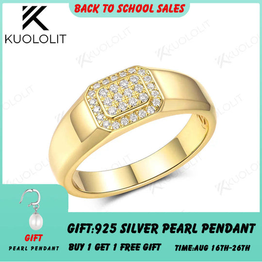 Kuololit PT900 0.24CTW Lab Grown Diamonds  Band for Men Women Solid Platinum 900 Gold For Engagement WeddingBand Christmas Gifts