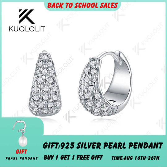Kuololit Lab Grown Diamond Hoop Earrings for Women Solid 18K 14K 10K Yellow Gold D VVS1 Diamond Earring for Christmas Classic