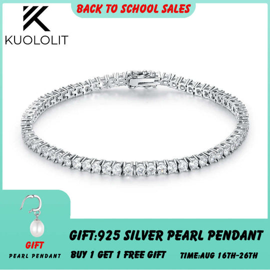 Kuololit Lab Grown Diamonds Bracelets for Women Men 14K 10K 585 Solid Gold Tennis Bracelet Engagement Classic Christmas