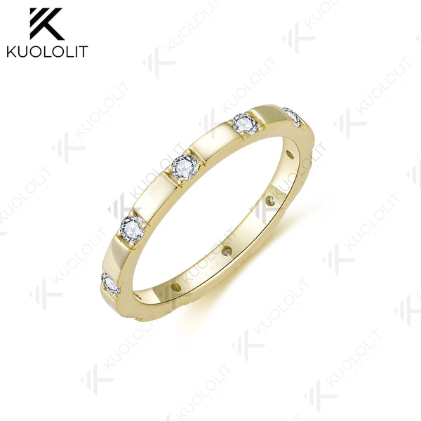 Kuololit 0,3 ct Gesamtgewicht Labor-Diamanten Bandring für Damen, massives 14K 10K 585 Gelbgold, Ehering, perfektes Weihnachtsgeschenk, Party-Geschenk 