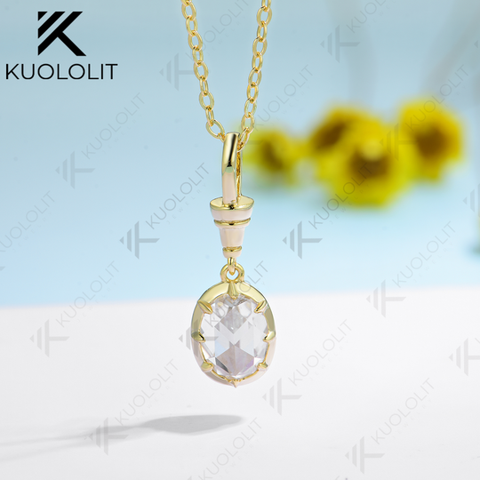 Kuololit 1.5CT Rose Cut Moissanite Lab Grown Alexandrite Necklace for Women  925 Silver Sterling Oval Cut Gemstone Pendant for Christmas Gifts Party