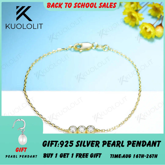 Kuololit Moissanite Bracelets for Women Men 585 18K 10K Adjustable Chains Charm Bracelets  for Engagement Party Christmas Gifts