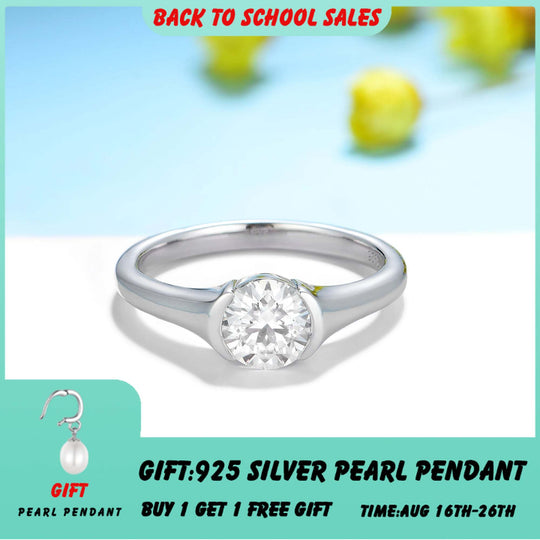 Kuololit 1ct runder Moissanit-Ring für Damen, massives 14K 10K 585 Weißgold, ideal für Verlobung, Hochzeit, Weihnachten, klassische Geschenke 