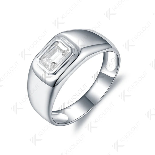Kuololit 1CT Moissanite Rings for Women Men PT95 Solid 14K 10K 585 White Gold Silver Emerald for Engagement Wedding Christmas