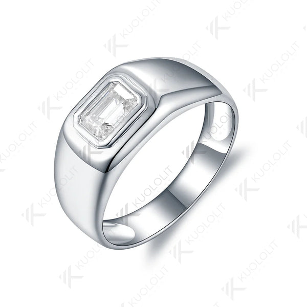 Kuololit 1CT Moissanite Rings for Women Men PT95 Solid 14K 10K 585 White Gold Silver Emerald for Engagement Wedding Christmas