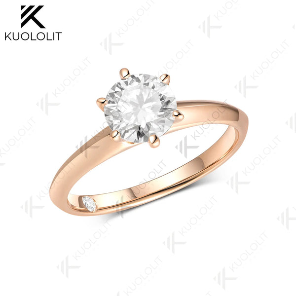 Kuololit 1CT IGI Lab Grown Diamonds Custom Engagement Ring for Women Solid 14K 10K 585 Rose Gold Ring for Christmas Gifts Party